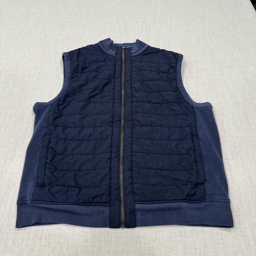Banana Republic Vest Mens XL Blue Quilted Full Zip Insulated Jersey Sleeveless